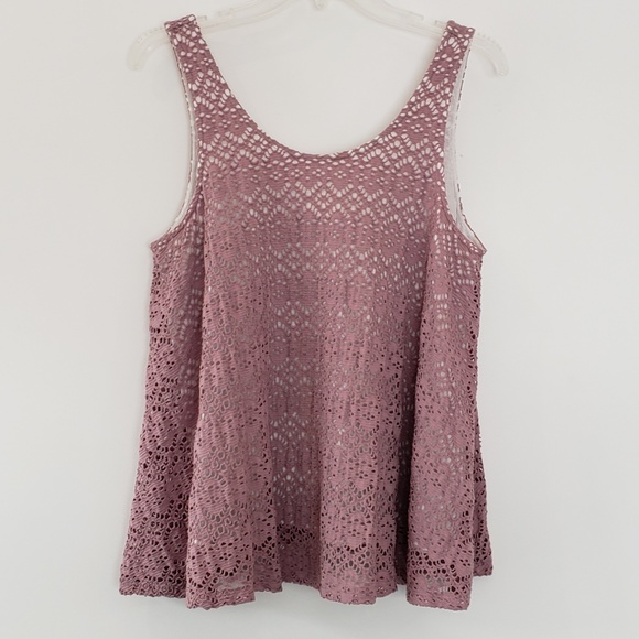 Anthropologie Tops - Anthropologie Deletta Tank Top Lilac Eyelet sz M